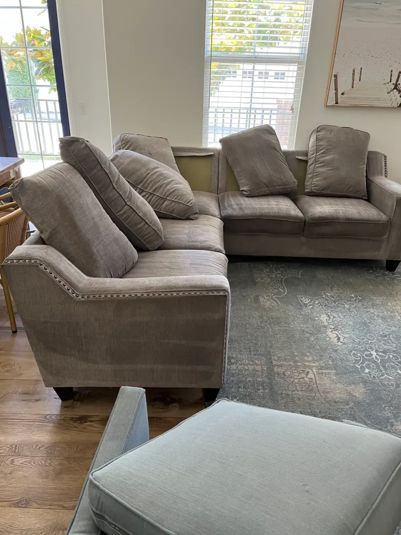 Sectional sofa cleaned in a customer living room